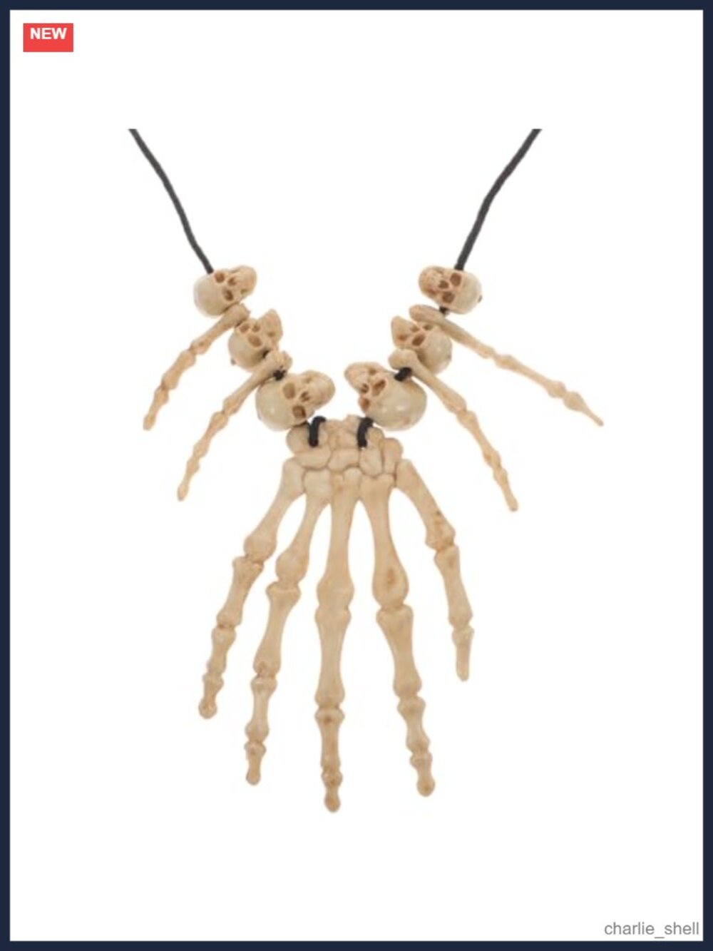 Skull Skeleton Hand Bone Pendant Necklace Resin 48cm Adjustable Punk Halloween